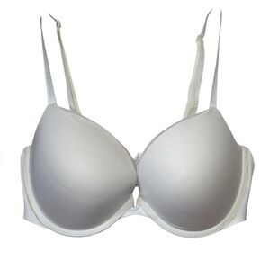 Calvin Klein Molded Cups Deep Plunge Underwire T-Shirt Bra Ivory White 36D